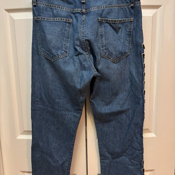 Women's Veronica Beard Ines 10.75" Girlfriend Lace Up High Rise Jeans Size 31x26 - Picture 3 of 5